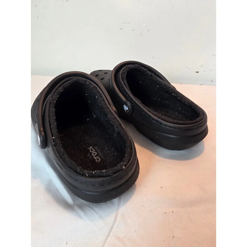 Crocs Classic Fuzz Lined Clogs Black Mens 9 Womens 11 Slip On Shoes
